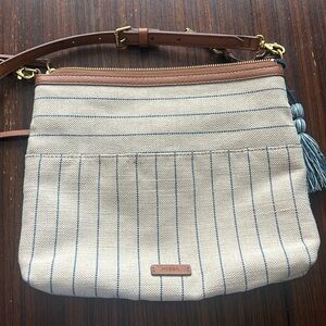 FOSSIL Fiona Large Crossbody Canvas Bag In Natural